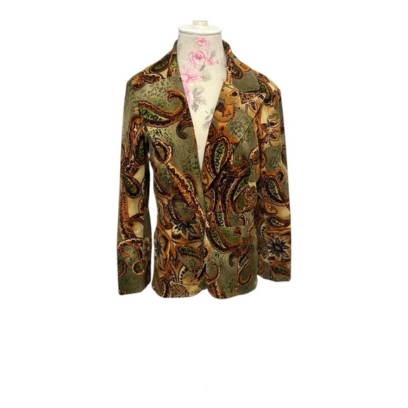 RANDI M. Velvety Corduroy Blazer NWOT Paisley Funky Pattern - Picture 3 of 9